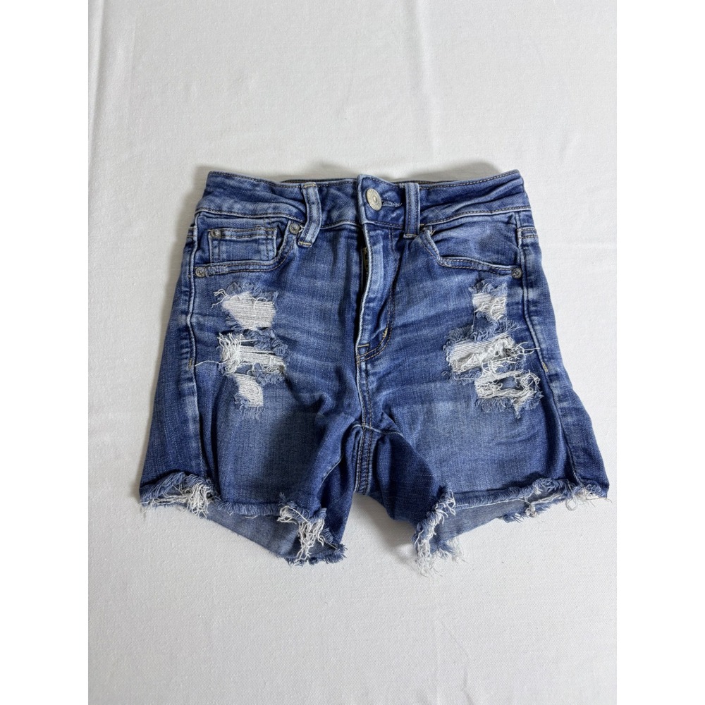 American Eagle Distressed Denim Shorts 0 Blue‎ Excellent Ne(x)t Level Stretch